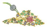 Brooch Sommer Woman in Yellow Gold Pietre dure 10200322 - 10200322